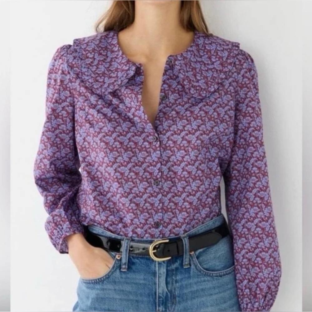 J. Crew Ruffle-collar button-up shirt in Liberty® Toutouayette fabric Cotton